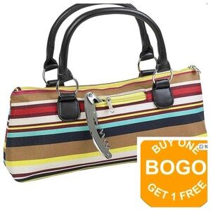 NWT Insulated Wine Clutch, missing the corkscrew Rainbow nautical stripes